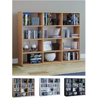 VCM Étagère en bois pour CD et DVD Étagère à livres Étagère à médias Séparateur de pièce Étagère décorative Megosa L