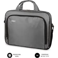 Subblim Oxford Porte-documents pour Ordinateur Portable, 13,3'-14' Pouces, avec Grande Poche Avant, Bandoulière Réglable, Poignées et Boucles Solides, Gris