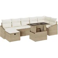 vidaXL Ensemble de canapés de jardin 8 pcs Beige Poly-Rattan