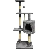Paloma Arbre à chat gris foncé 40 x 40 x 114 cm - 3 plateformes, 1 corde, 1 niche, Arbres à chat