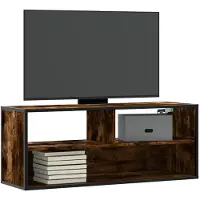 vidaXL Armoire TV chêne fumé 100x31x39,5 cm Bois composite et métal