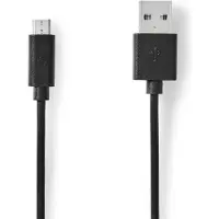 Nedis Câble USB | USB 2.0 | USB-A mâle | USB Micro-B mâle | 10 W | 480 Mbps | Nickelé | 1.00 m | Rond | PVC | Noir | Etiquette