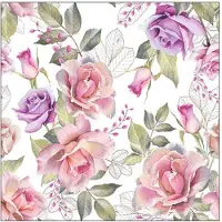 Ambiente 20 SERVIETTES PAPIER ROSES JOSÉPHINE 33CM