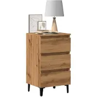 vidaXL Table de chevet avec pieds en métal chêne artisanal 40x35x69 cm