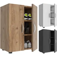 VCM Bois Grande armoire à chaussures Commode à chaussures Étagère à chaussures Bottes Grande Ulas 3 compartiments