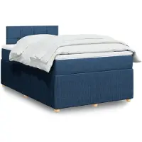 vidaXL Lit boxspring avec matelas bleu 120x190 cm Tissu