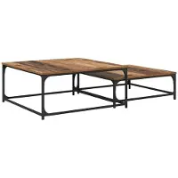 vidaXL Table basse, 2 pièces, bois de récupération, 80 x 80 x 35 cm, matériau de bois