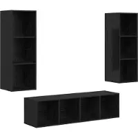vidaXL Ensemble de meubles TV 3 pcs Noir imitation chêne Matériau dérivé du bois