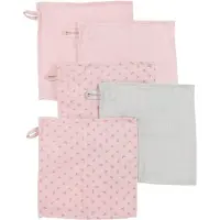 Roba Lot De 5 Gants De Toilette Bébé "Lil Planet" 25 X 25 Cm - Coton Bio - Rose/Gris