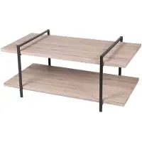 AC-DÉCO Table basse 2 étagères DOCK - Noir mat et chêne - Bois et métal - 120 x 63 x H 55 cm