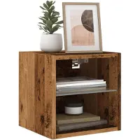vidaXL Armoire TV murale avec lampes LED imitation vieux bois 30x28,5x30 cm