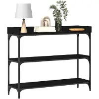 vidaXL Table Console avec étagère Chêne noir 100 x 30 x 80 cm