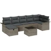 vidaXL Ensemble de canapés de jardin , 8 pièces, gris, en résine tressée