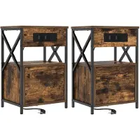 vidaXL Cabinet de chevet avec tiroir 2 pcs Chêne fumé 40 x 31 x 60 cm