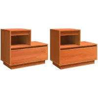 vidaXL Cabinet de chevet avec tiroir 2 pcs Marron cire 60 x 34 x 51 cm