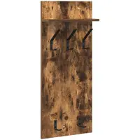 vidaXL Porte-manteau mural avec étagère Chêne fumé 90 x 40 x 10 cm