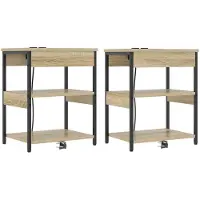 vidaXL Cabinet de chevet 2 pcs Chêne sonoma Bois d'ingénierie
