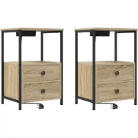 vidaXL Table de nuit avec station de chargement Chêne sonoma
