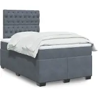 vidaXL Lit boxspring avec matelas gris foncé 120x200 cm velours
