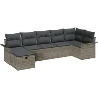 vidaXL Ensemble de canapé de jardin , 7 pièces, gris, en résine tressée