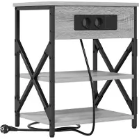 vidaXL Table de nuit avec station de chargement Sonoma gris