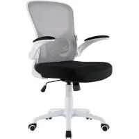 ZIK Chaise de bureau ZIK blanche, ergonomique, avec accoudoirs rabattables, soutien lombaire ¿ 62x63x105