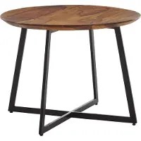 FineBuy Table basse 60x60x45 cm Sheesham bois massif / métal Table basse ronde Table de salon Table basse massive Petite table d'appoint Salon