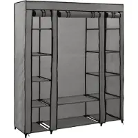 vidaXL Armoire en tissu avec compartiments Barres de penderie Gris 150x45x176cm