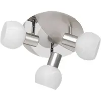 RL Plafonnier ANTIBES 3 flammes argent/chrome verre albâtre, rondelle Ø22cm