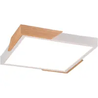 TRIO Plafonnier LED blanc Meta avec du bois