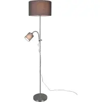 TRIO Lampadaire OWEN Flexarm avec lampe de lecture argent & abat-jour en tissu gris - R40192007