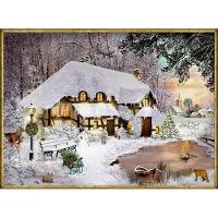 Sonstige Verlage Calendrier de l'Avent mural A4 - Cottage hivernal