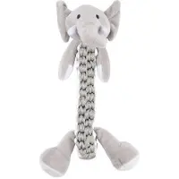 Love Story Jouet Peluche Eléphant Avec Corde Sonore Pour Chien "Les Féroces" - Gris - H 34 Cm