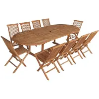 Happy Garden Salon de jardin en teck massif LOMBOK - table ovale extensible - 10 places