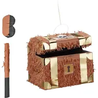 Relaxdays Pinata Set Schatztruhe mit Stab & Maske (1 pcs)