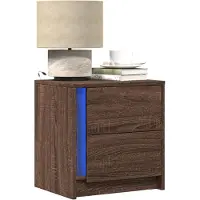 vidaXL Armoires de chevet et lumières LED 2 pcs chêne marron