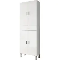 Dmora Colonne de salle de bain - ARUBA - Blanc brillant - 4 portes - 1 tiroir - 60 x 29 x 182 cm