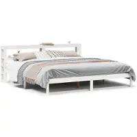 vidaXL Lit en bois massif sans matelas Blanc 180x200 cm pin