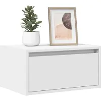 vidaXL Table de chevet murale avec lumières LED blanc