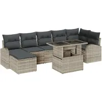 vidaXL Ensemble canapé de jardin avec coffre de rangement 8 pièces Polyrotin gris clair