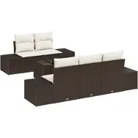 vidaXL Ensemble de canapés avec coussins, en rotin synthétique marron