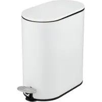 Wenko Poubelle cosmétique Mod Collungo poubelle à pédale blanche 5 litres système d'abaissement automatique en métal acier plastique 14 x 28,5 x 29,5 cm blanc noir