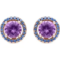 Luxenter Boucles D'oreilles Luxenter En Argent 925 Avec Zircon Rose Et Finition En Or Jaune 18k