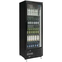 Polar Réfrigérateur avec 1 porte vitrée - 370 litres, 4 roues, noir