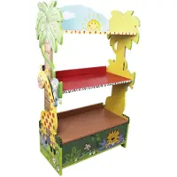 Teamson Kids Bibliothèque enfant Sunny Safari en bois pour rangement de livres jouets W-8268A