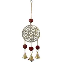 Yogi & Yogini Mobile sonore en Laiton Fleur de Vie et graines de Rudraksha