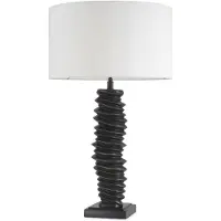 Casa Padrino Luxus Lampe de table bronze / noir / blanc Ø 45 x H. 75 cm - Lampe de bureau élégante avec socle en granit - Luminaires de luxe