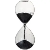 J-Line Sablier de décoration en verre et sable paillettes noires