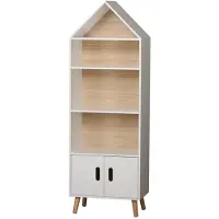 Generique Bibliothèque Dream 5 étagères et 2 portes - H. 142 cm - Bois et Blanc