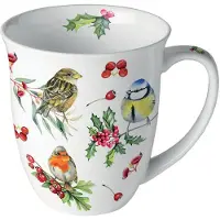 Ambiente Mug En Porcelaine Fine Oiseaux De Noël  0,4 Litre